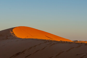 Fototapeta na wymiar The Beautiful Sand Dunes In The Great Sahara Desert In Morocoo, Africa