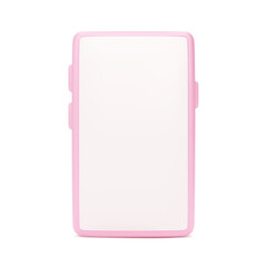 Mobile phone mock-up. 3d telephone front view pink color. Smartphone with empty screen isolated on white background