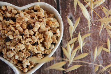 dry natural muesli granola with chocolate pieces