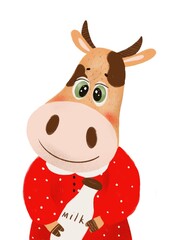cow cartoon with milk