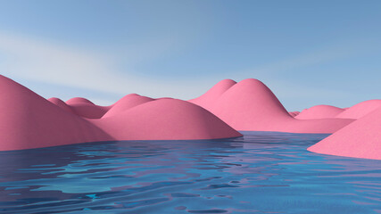 Desert with sky background. 3D illustration, 3D rendering	
