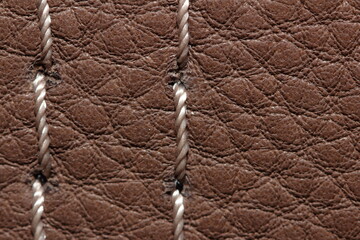 decorative seam on genuine leather