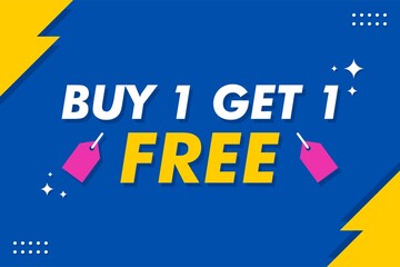 Buy 1 Get 1 Free Banner - Vector Flat Design Illustration : Suitable for Business Theme, Shopping Theme, Promotion Theme, Advertising Theme, Infographics and Other Graphic Related Assets.
