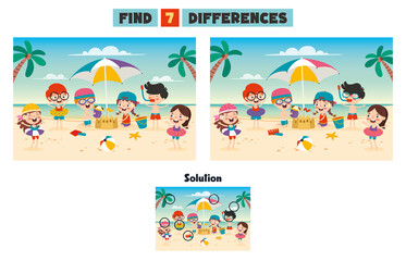 Find Seven Differences Activity For Children