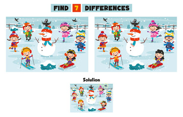 Fototapeta premium Find Seven Differences Activity For Children