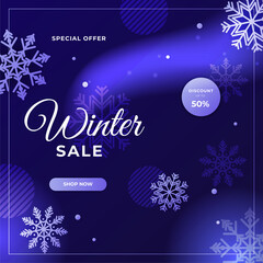 Naklejka na ściany i meble Merry Christmas winter new year sale cards with frame and golden decorations. Trendy abstract square Winter Holidays art template for social media post, mobile apps, banner design and web/internet ads