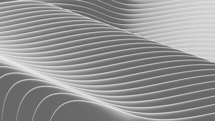 3D abstract waves background. Wallpaper of 3D white abstract lines and waves. Geometric background. 3D render