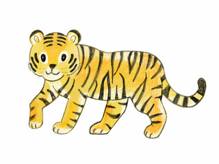 年賀状の素材としても使えるトラの色えんぴつ画