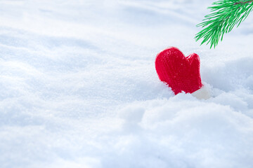 Fototapeta premium Canta Claus covered by snow. Comical Christmas background