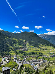 Beautiful mountain landscape in Pyrenees, Andorra at sunny day