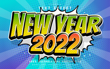 New year 2022 comic style text effect