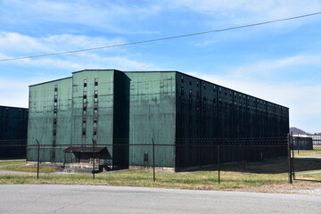 whiskey barrel storage building at a distillery