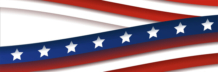 American blue and red banner background template. American nation banner with national flag Independence and freedom vector. USA country day celebration. Patriotic background with waving American flag