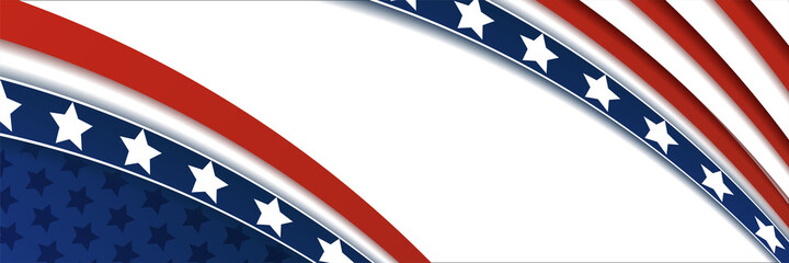 American blue and red banner background template. American nation banner with national flag Independence and freedom vector. USA country day celebration. Patriotic background with waving American flag