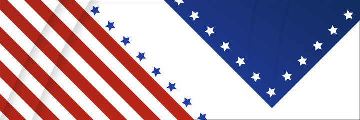 American blue and red banner background template. American nation banner with national flag Independence and freedom vector. USA country day celebration. Patriotic background with waving American flag