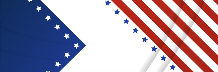 American blue and red banner background template. American nation banner with national flag Independence and freedom vector. USA country day celebration. Patriotic background with waving American flag