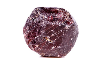 Macro of a mineral garnet stone on a white background