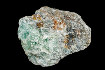 Macro of a stone Talc mineral on a black background