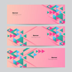 Set of abstract triangle banner background. Vector abstract graphic design banner pattern background template.