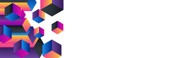 Fototapeta premium Colorful bauhaus geometric Memphis abstract wide banner background. Vector abstract graphic design banner pattern background template.