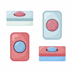 Dishwasher detergent tablet from different angles. White soap tabs isolated on transparent background.