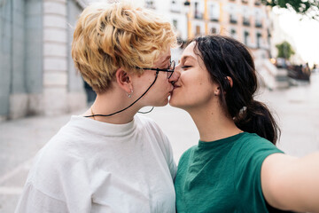 Lesbian couple taking a selfie