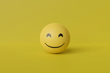 Smile emoji with yellow background 3d rendering