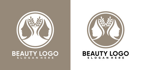 beauty logo design with line art and creative concept