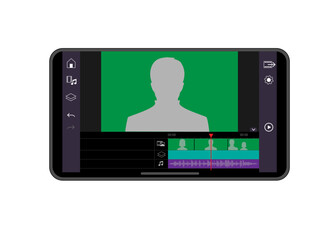 Mobile phone video editing application screen.  Application video editing display on Smartphone. 