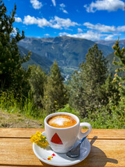 Cup of Coffee on hill, Andorra mountains