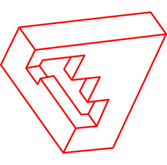 Impossible shape, optical illusion, vector. Optical art objects. Geometric figure. Logo.