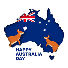 Obraz na płótnie Canvas Australia day with australian map in paper style