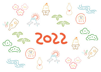 イラスト素材：シンプルなお正月のフレーム・年賀状