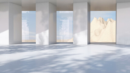 Empty room with Wall Background. 3D illustration, 3D rendering	