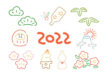 イラスト素材：シンプルなお正月のフレーム・年賀状