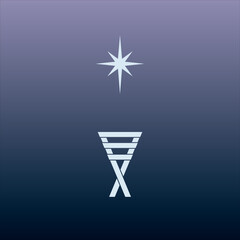 Manger and star, symbolizing the birth of Christ.