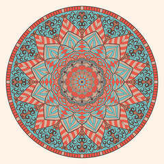 mandala art vintage color design vector