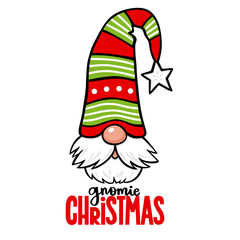 Vector Christmas Gnome illustration. Cute elf isolated on white.