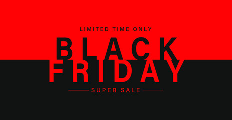 Obraz premium Black Friday sale banner. Modern minimalistic design with black and red typography. Template for promotion, advertising, web, social and fashion advertising. Vector illustration.EPS 10.