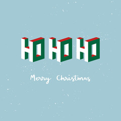 Merry Christmas hand lettering with HO HO HO 3d isometric effect