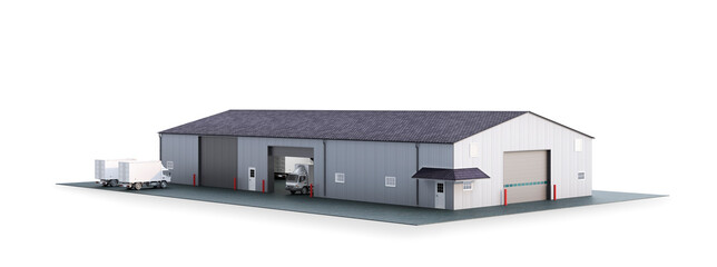 Hangar, isolated on a white background. 3d illustration