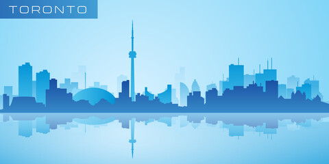 Toronto skyline with reflection in water. Vector