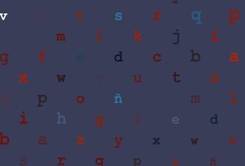 Dark blue, red vector pattern with ABC symbols.