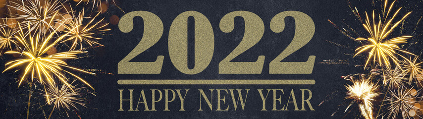 HAPPY NEW YEAR 2022 - Festive silvester New Year's Eve Party background panorama greeting card...