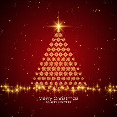 Merry Christmas festival red background with tree design