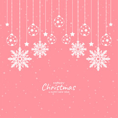 Soft pink Merry Christmas festival celebration background design