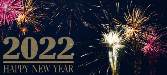 New Year's Eve silvester 2022 New year background banner panorama long- firework fireworks on...