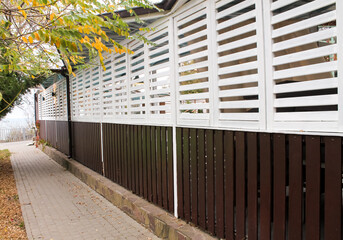 Wood decoration of the summer veranda in the cafe.