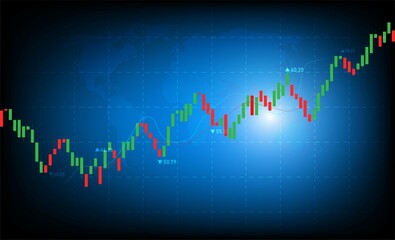 Stock market or forex trading graph in graphic concept suitable for financial investment or Economic trends business,graph candle stick ,Bullish,Bearish point.Abstract background. Vector illustration.