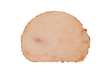 Piece of sliced ham isolated on white background.